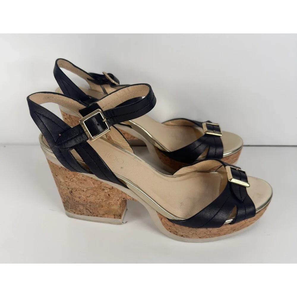 Jimmy Choo Nemesis 75 Black Platform Women's Sandals EU 41 US 11